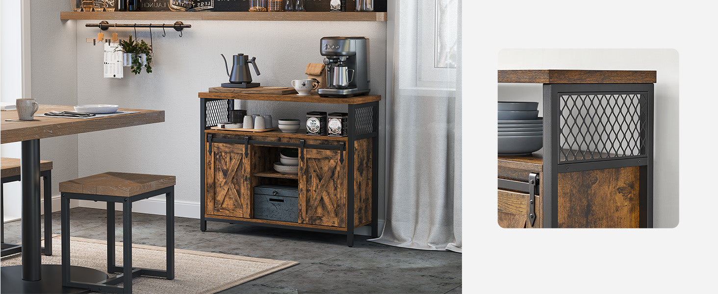 TV cabinet in the living room, or a filing cabinet in the home office, Buffet Sideboard Storage Cabinet with Adjustable Shelf and Sliding Barn Door, Open Compartment, 13 x 39.4 x 31.5 Inches,