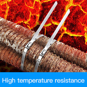 Metal Cable Ties-Suitable for Outdoor Chain, 100 Pcs 11.8 Inch,304 Stainless Steel Zip Ties