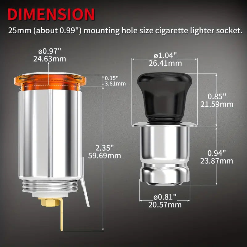 Plug Car Cigarette Lighter Replacement Eject Button Auxiliary For Automotive Golf Cart