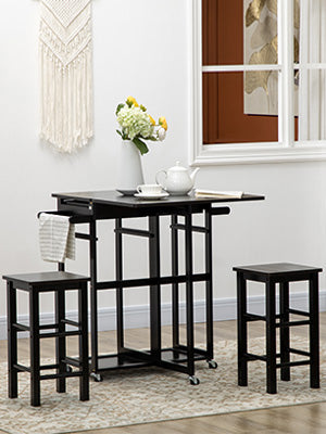 3-piece set, including a table and 2 bar stools, perfect for the dining room, kitchen, bar, or cafe