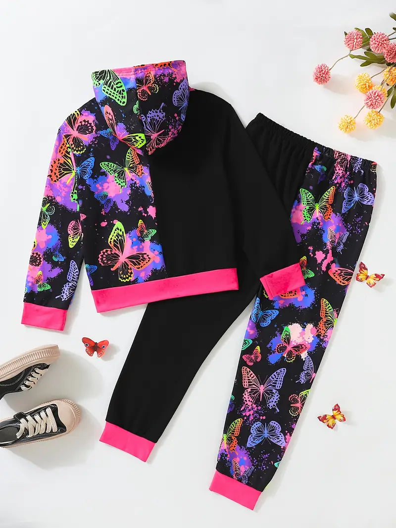 , Hoodie & Sweatpants Set, Glow-in-dark Graphic Kid's Clothes For Spring Fall