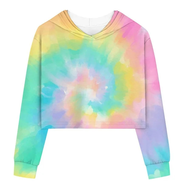 Hoodies Sweatshirts Hooded Short Pullover Tie Dye Teen Crop Tops Girls Tops Girls Tops Green