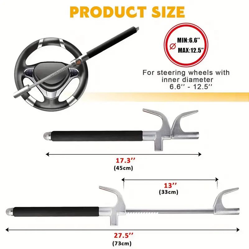 Lock Universal Car Lock Device Retractable Steering Lock With 3 Keys