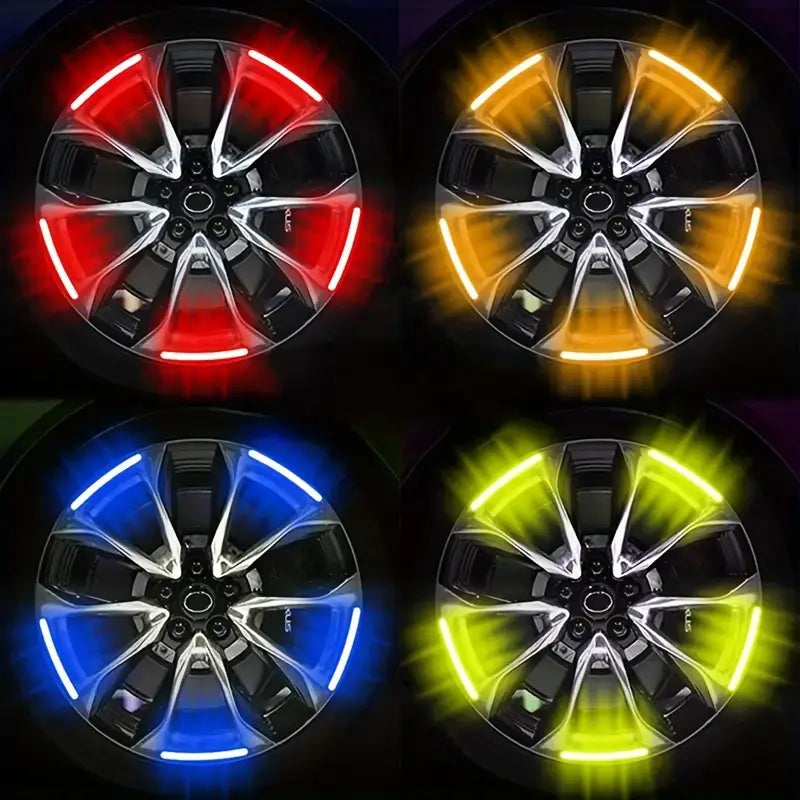 Tire Anti-collision Adhesive Strips, Creative Motorcycle Bike Stickers-Car Wheel Hub Reflective Stickers,-10/20pcs