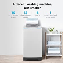 Portable Washing Machine, 11lbs Capacity Fully Automatic Compact Washer with Wheels