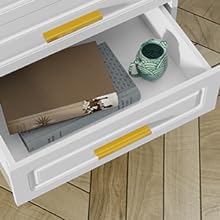 nightstand with 3 drawers takes up less space, providing plenty of storage space. Convenient for DVDs, lamps, books, glasses, décor accessories,Modern Bedside Table with Gold Solid Metal Legs, Wood Side Table Bedroom,Sofa End for Hallway