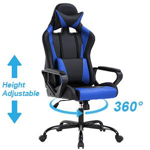 Gaming Chair with Footrest Massage Office Computer Chair Ergonomic Racing Leather Reclining Desk Chair with Lumbar Support and Adjustable Armrests