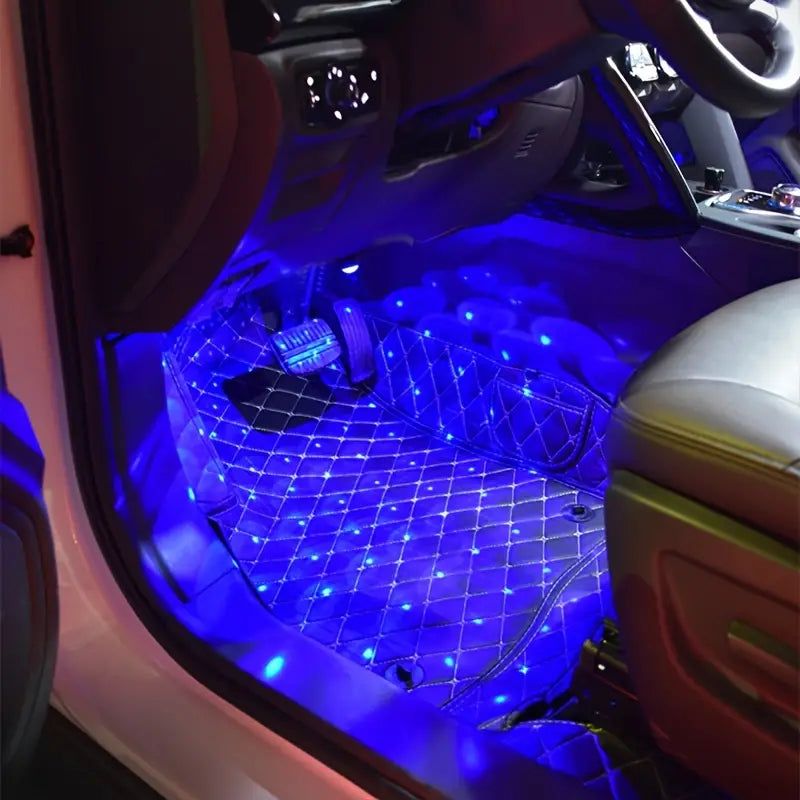 Car Voice Control Seven Color Atmosphere Light LED Decorative Light Black