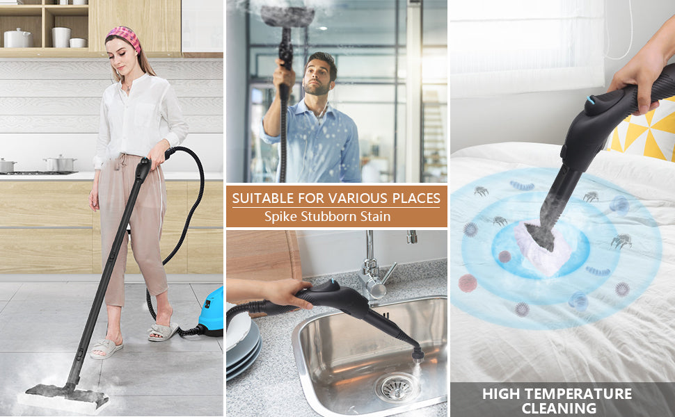 Steam Mop with 21-Piece Accessory Set, 1500W Heavy Duty Steamer Carpet Cleaner for Multi-Purpose 16.4ft Power Cord