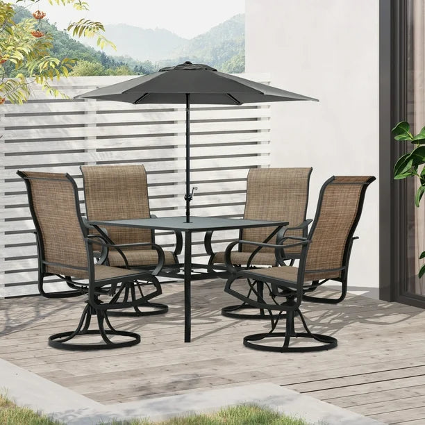 5-Piece Outdoor Patio Dining Set, 4 Swivel Rocker Chairs and 37