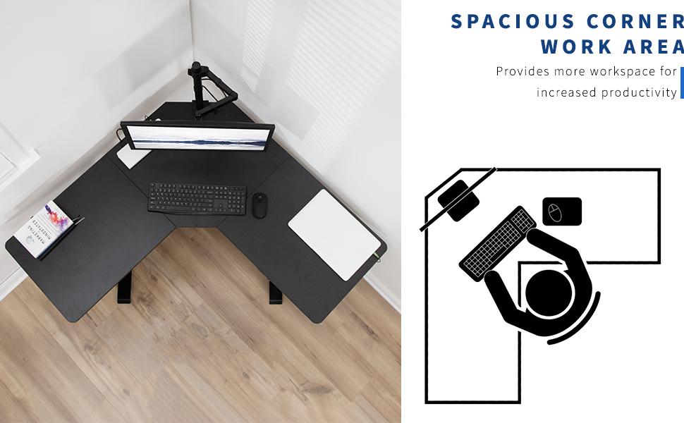 Black 3-Piece Table Top, electric Height Adjustable DESK