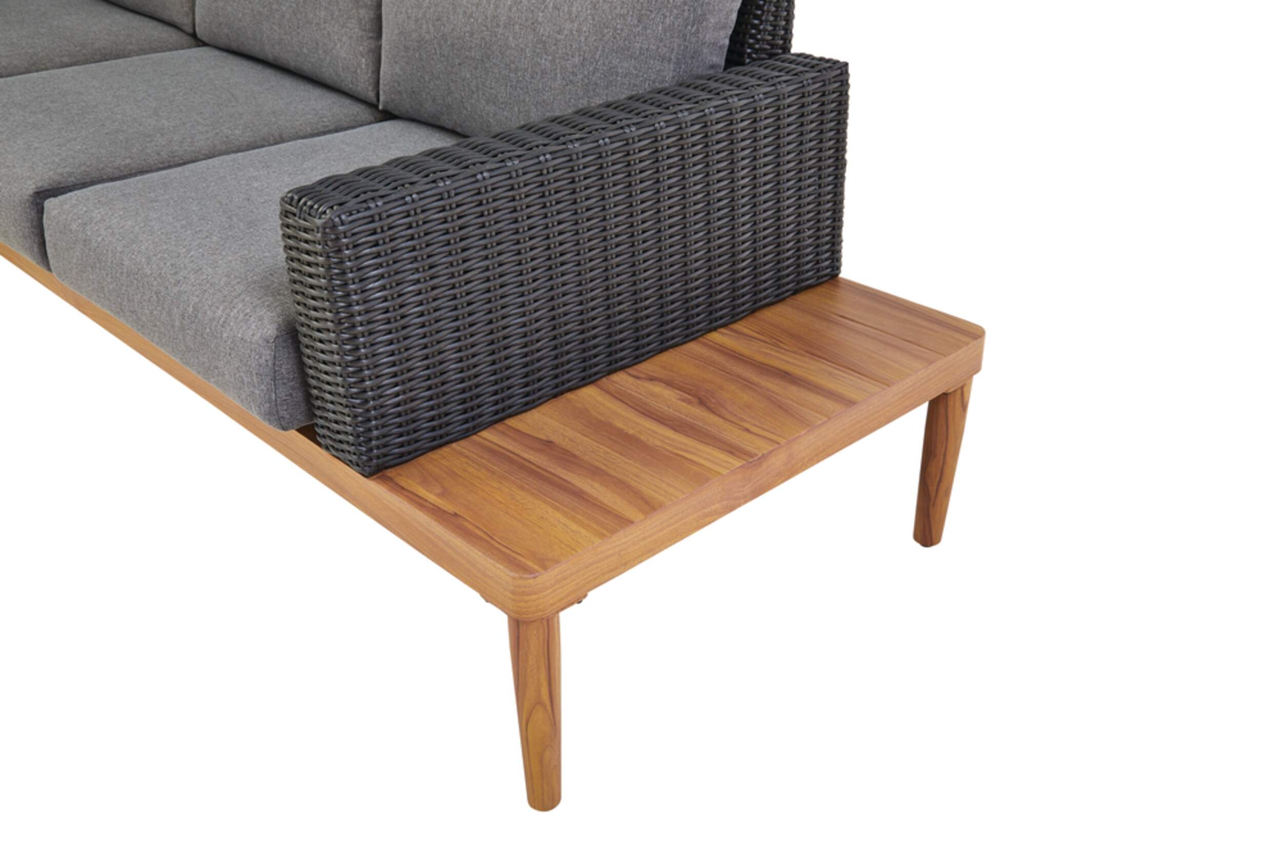 Patio Sectional, while the hand-woven wicker armrests provide all-weather durability. The deep seat cushions included in this set feature Patio