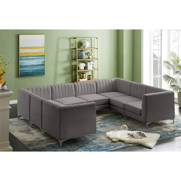 Alina Grey Velvet Modular Sectional, Rare Furniture