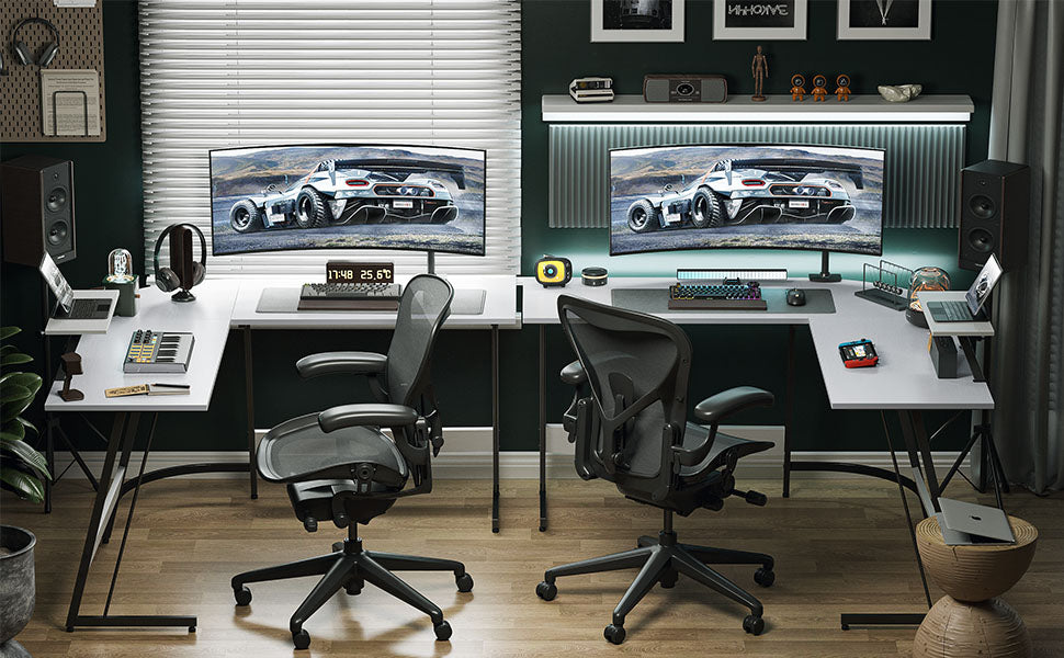 Computer Desk Gaming Desk Office L Shaped Desk PC Wood Home Large Work Space Corner Study Desk Workstation