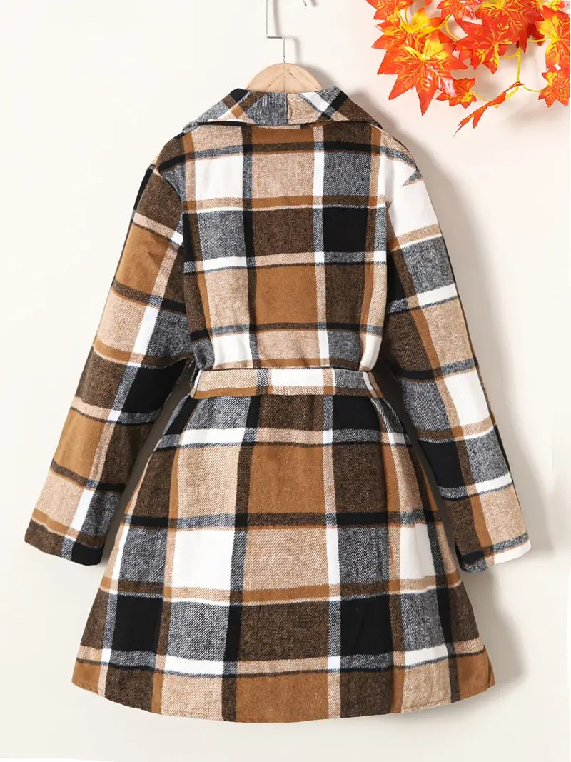 Jacket Toddler Coat Girl's Long Sleeve Plaid Hooded Coat Winter Thickened Warm Tops Baby Girl Bubble
