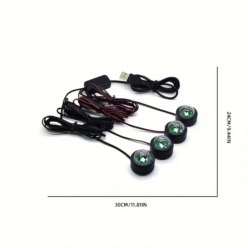 Car Voice Control Seven Color Atmosphere Light LED Decorative Light Black