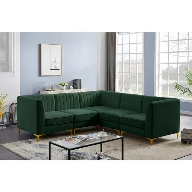 Furniture Alina Green Velvet Modular Sectional