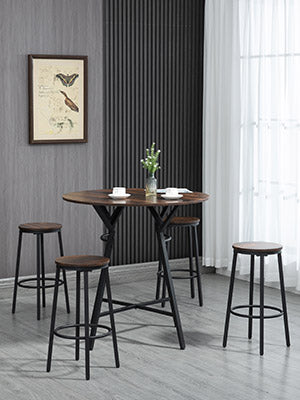 Set for 5, Kitchen & Dining Room Table Sets with 4 Square Stools, Metal Frame, 5 Piece Compact Kitchen Table and Chairs