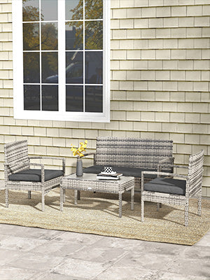 the patio sectional furniture set creates an inviting setting that you and your family will want to use all throughout the year., Sofa Set with Cushions, for Backyard, Garden, Grey