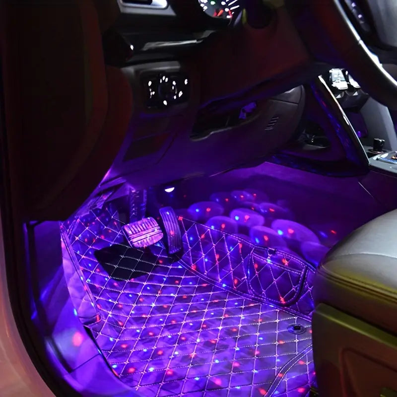 Car Voice Control Seven Color Atmosphere Light LED Decorative Light Black
