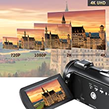 4K Camcorder Vlogging Camera for YouTube ORDRO AC3 HD Video Camera 1080P 60FPS IR Night Vision Camera Recorder Digital Camcorders with Microphone Wide Angle Lens Handheld Stabilizer