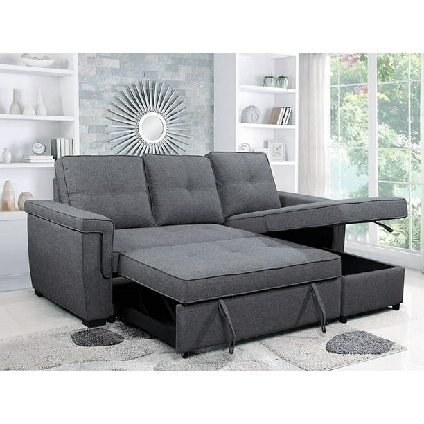 Reversible Sofabed Sectional w Storage and Piping Details