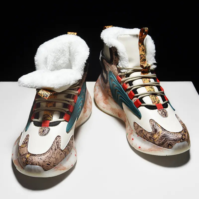 Snow Boots for MEN New Winter Lace Up Fleece Warm and Comfortable Mid Tube Cotton Outdoor Snow Sneakers