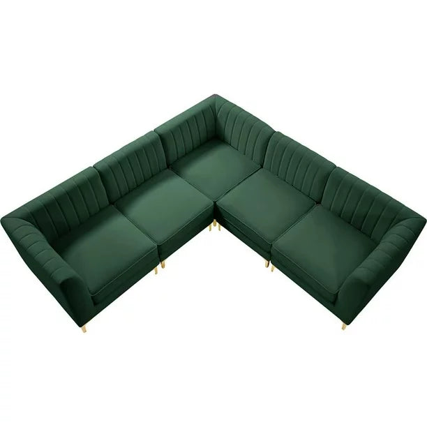 Furniture Alina Green Velvet Modular Sectional