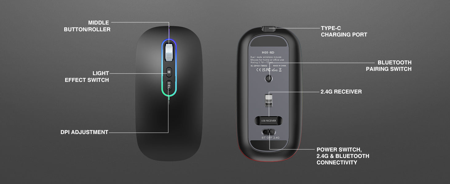 Bluetooth Wireless Mice,, Slim Dual Mode(Bluetooth 4.0 and 2.4G Wireless)