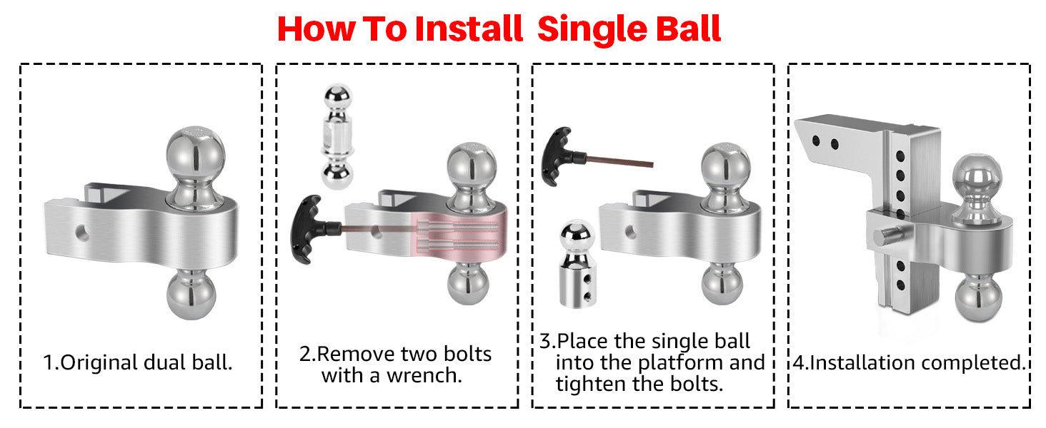 body is made of aerospace grade aluminum, corrosion resistance and effective resistance to rain, snow and other adverse Load Bearing 18500LBS with 6-Inch Drop/Rise Aluminum Drop Hitch,2-Inch and 2-5/16-Inch Balls Equipped with 2 latches with Locks