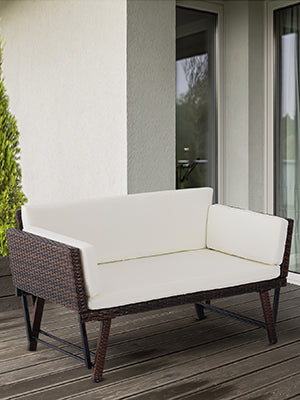 seating and back supporting cushions are soft and sturdy to support your body in, Armchair, Chaise Lounge Loveseat, for Deck, Wicker Patio