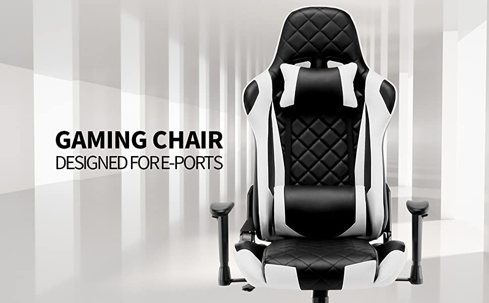 Gaming Chair, High-Back Gaming Chair, Executive Swivel Rolling Chair Headrest and Lumbar Support back