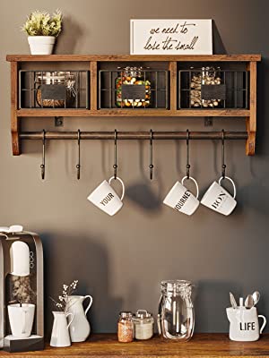 Industrial Rustic Hanging Entryway Shelf