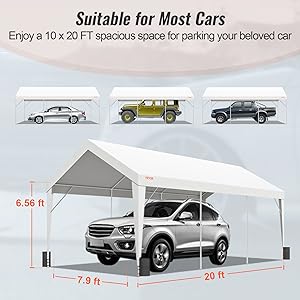 Waterproof Portable Instant Car Garage Tent for Party Garden Boat, White