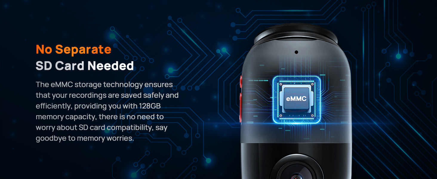 1080P Full HD, Superior Night Vision, 128GB  App Control, 24-hour parking monitor available on the dash cam to record continuously at parking mode.