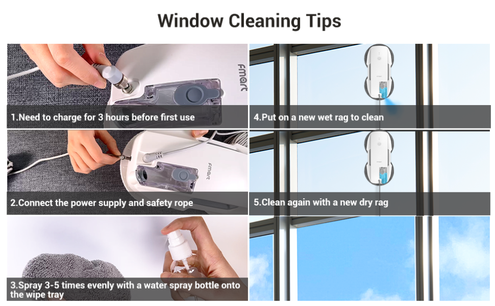 Outdoor High Rise Window , Window Robot Cleaner Automatic, with 6 Fiber Cloths