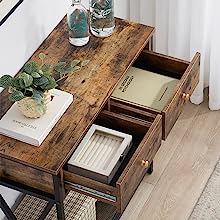 Table with Drawers and Outlets, Entryway Table with Storage Shelves,