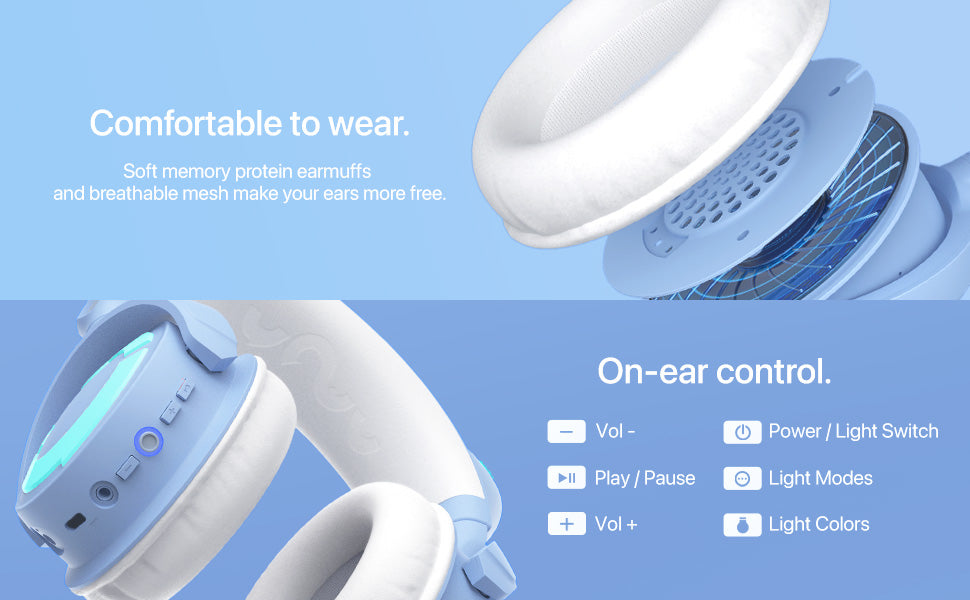 Cat Ear Headphon, Wireless & Wired Gaming Headset