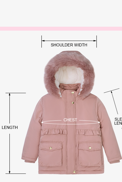 jacket’ shell fabric has a weatherproof coating,it has nice water-resistant and windproof performance in the outdoors. And the coating has stylish pearlescent color which has nice visibility, Fur-Hood Sherpa Lining Water-Resistant Little Girls Jacket