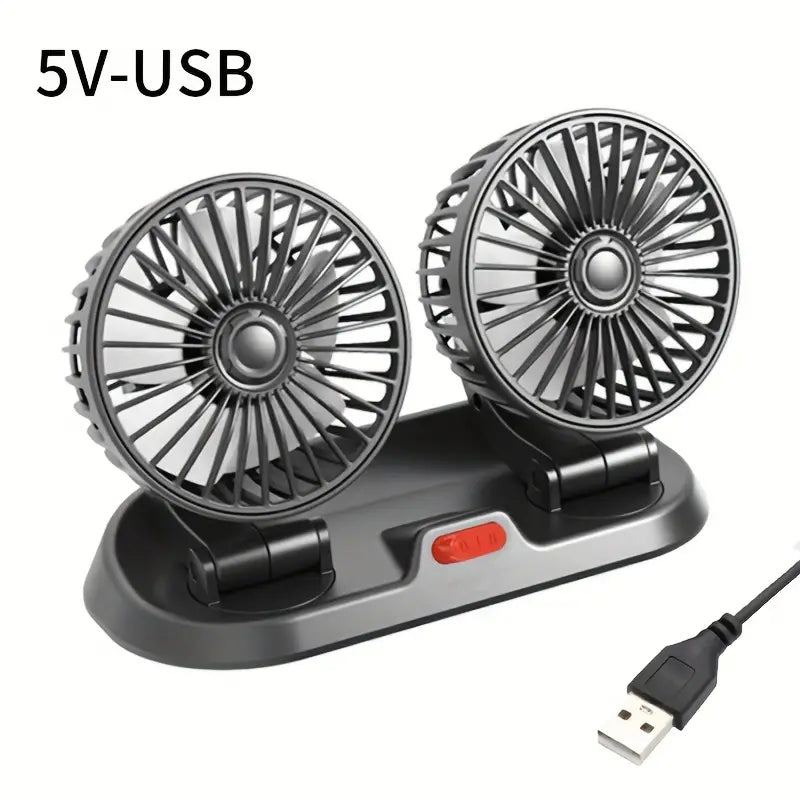 Car Double-headed Mini Fan- USB Plug-in