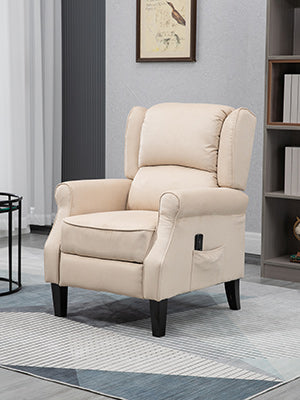 Chair with Extendable Footrest, Remote Control, Side Pockets,Chair for Living Room, Push Back Recliner Sofa, Wingback Reclining