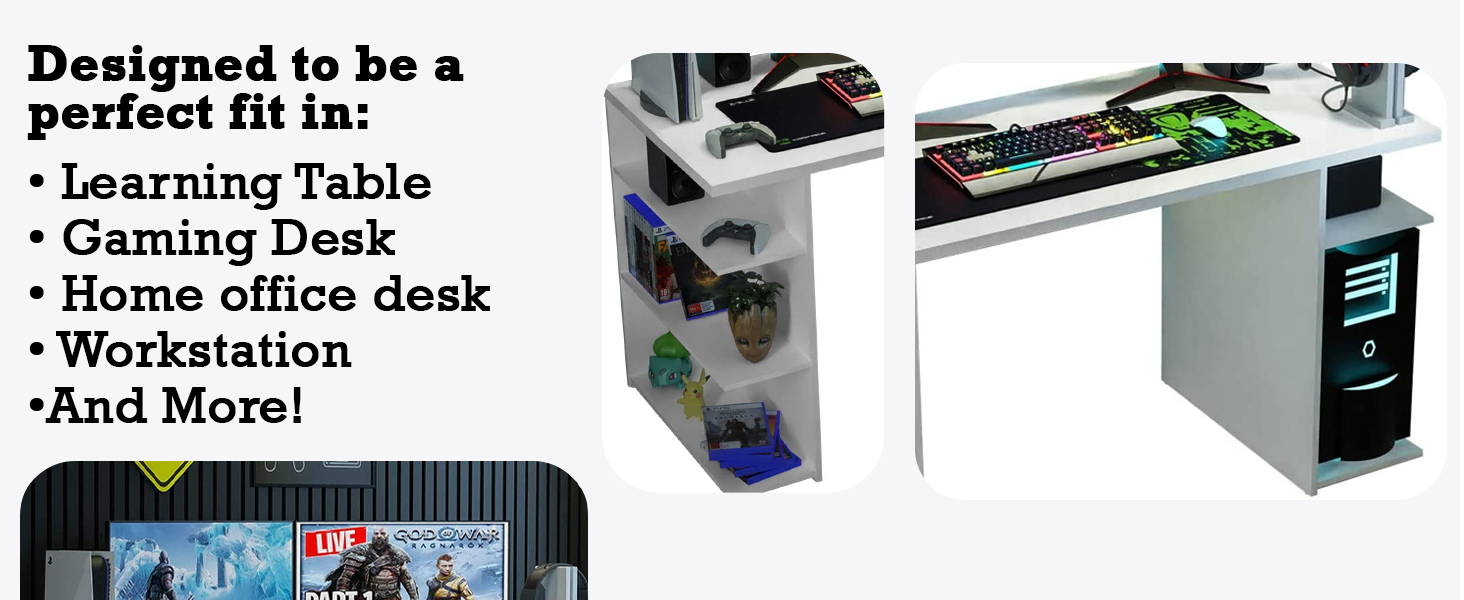 Gamer Desk for Large Monitor Stand, with Shelves 53inch,  24