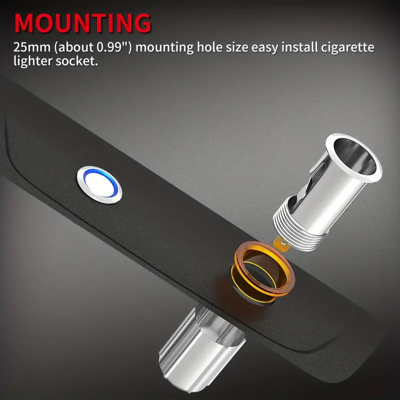 Plug Car Cigarette Lighter Replacement Eject Button Auxiliary For Automotive Golf Cart