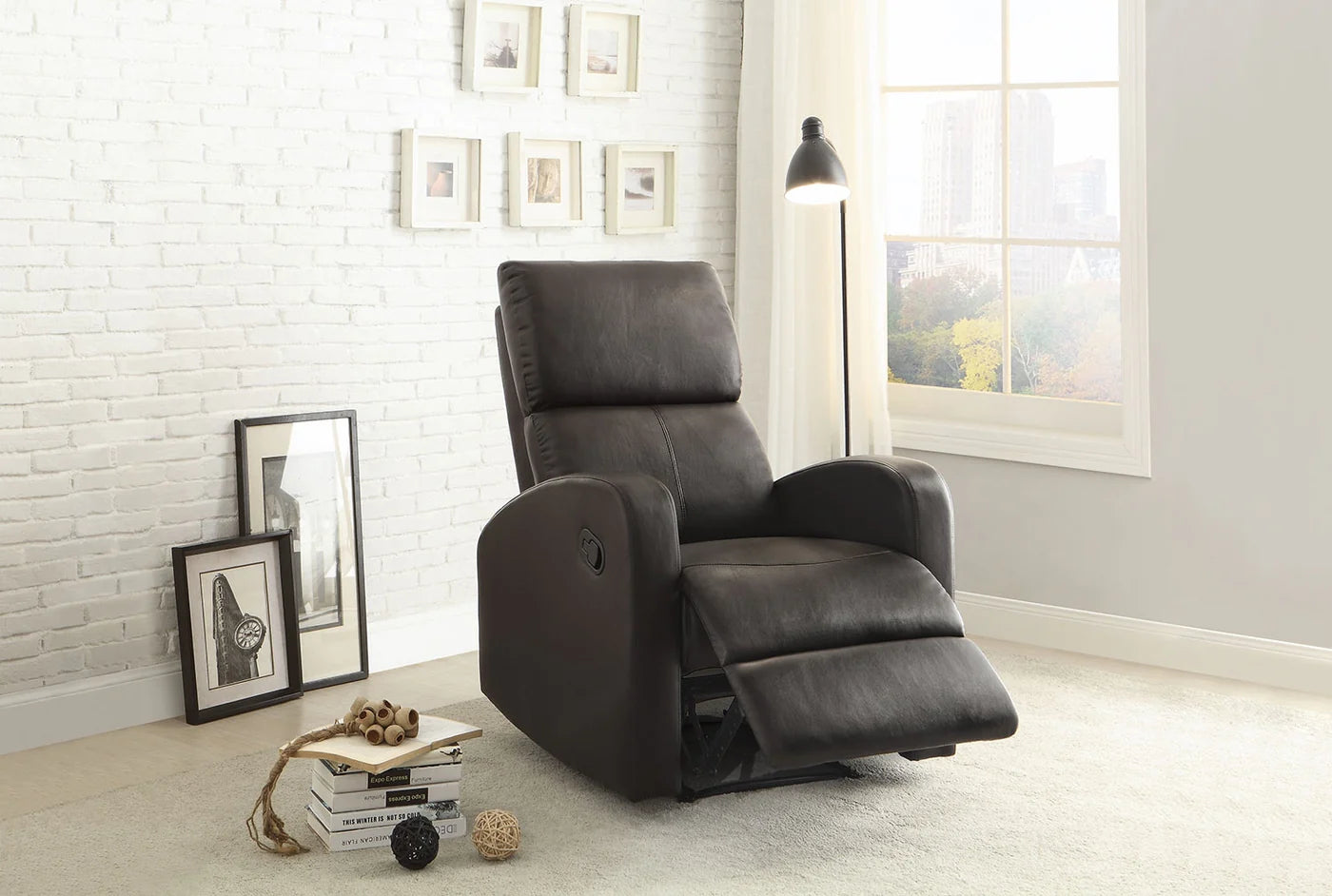 Perfect for providing an extra seat in your den,Recliner - Dark Brown