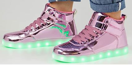 Unisex Kids LED Light Up Shoes High Top Cool USB Rechargeable Flashing Sneakers