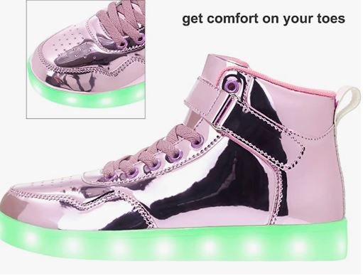 Unisex Kids LED Light Up Shoes High Top Cool USB Rechargeable Flashing Sneakers