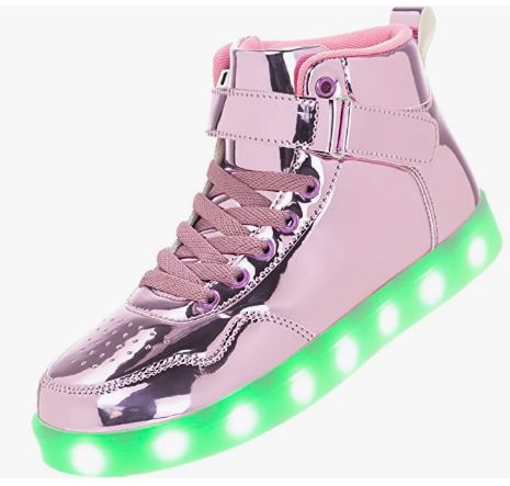 Unisex Kids LED Light Up Shoes High Top Cool USB Rechargeable Flashing Sneakers