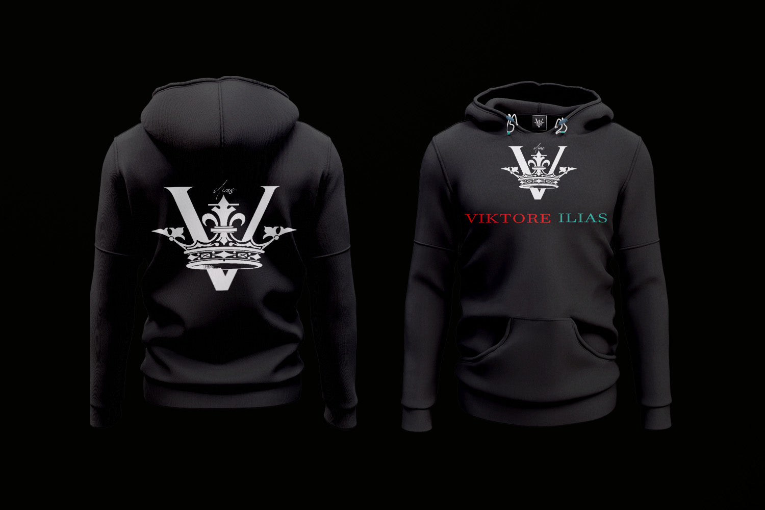 V HOODIE Long Sleeve Fashion Athletic Hoodies Sport Sweatshirt Hip Hop BLACK