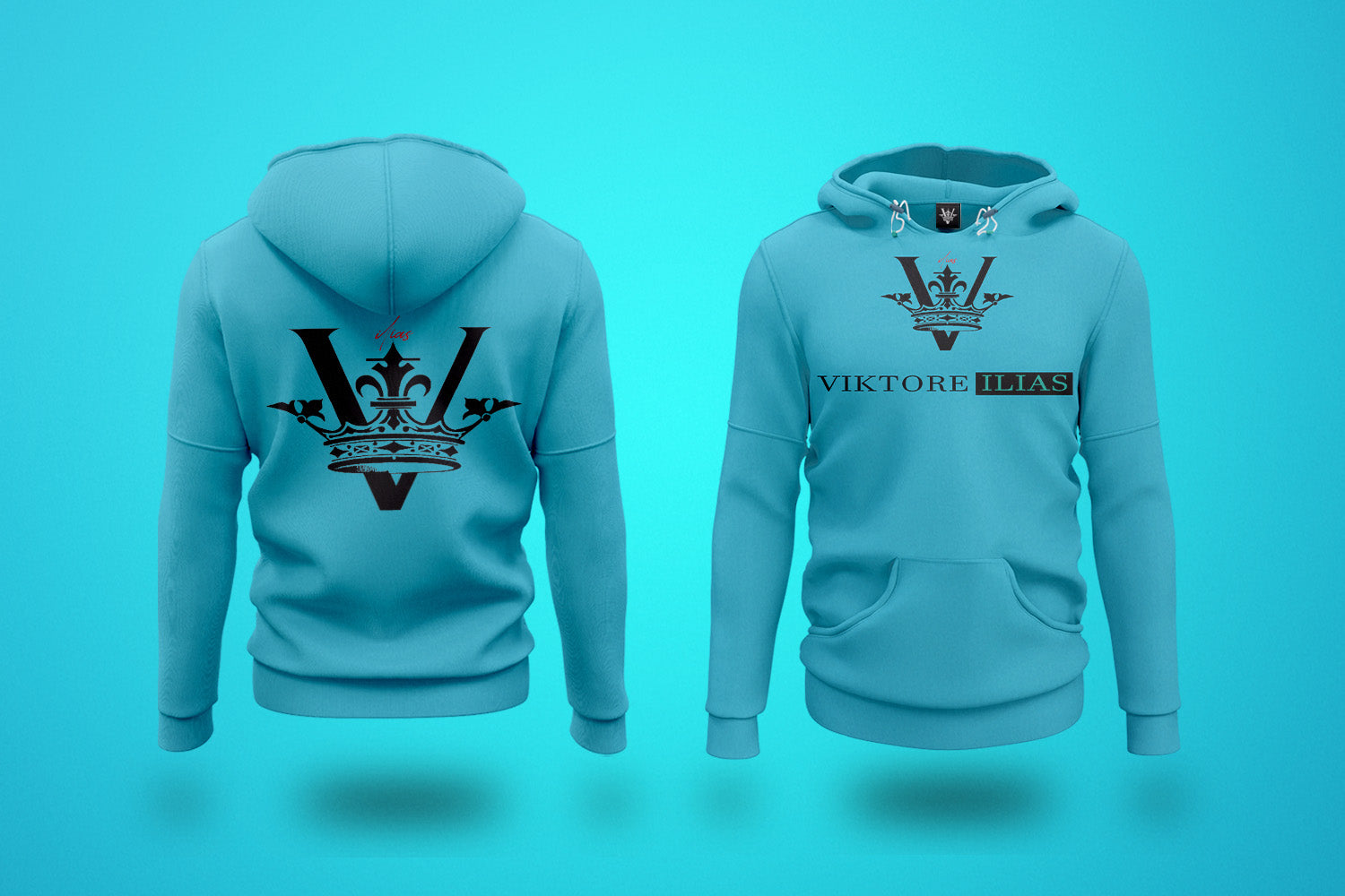 V HOODIE Long Sleeve Fashion Athletic Hoodies Sport Sweatshirt Hip Hop Collegiate Blue