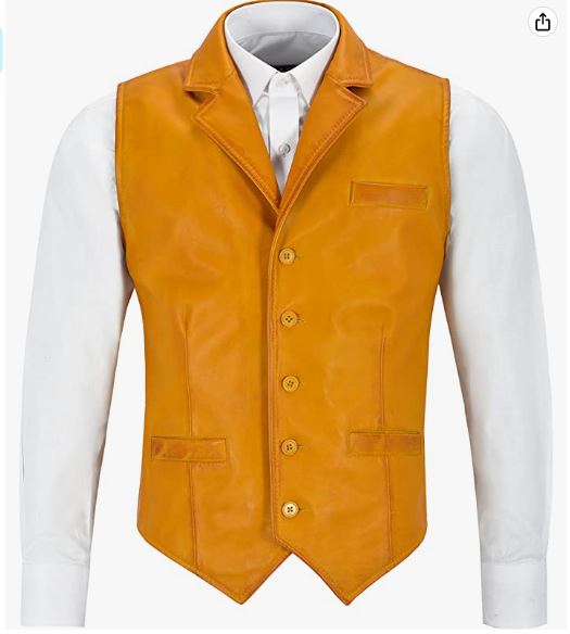 Men's Real Leather Waistcoat/Vest/Gilet 1349
